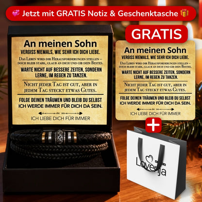 Voor mijn zoon – Leren armband + GRATIS cadeautasje &amp; wenskaart