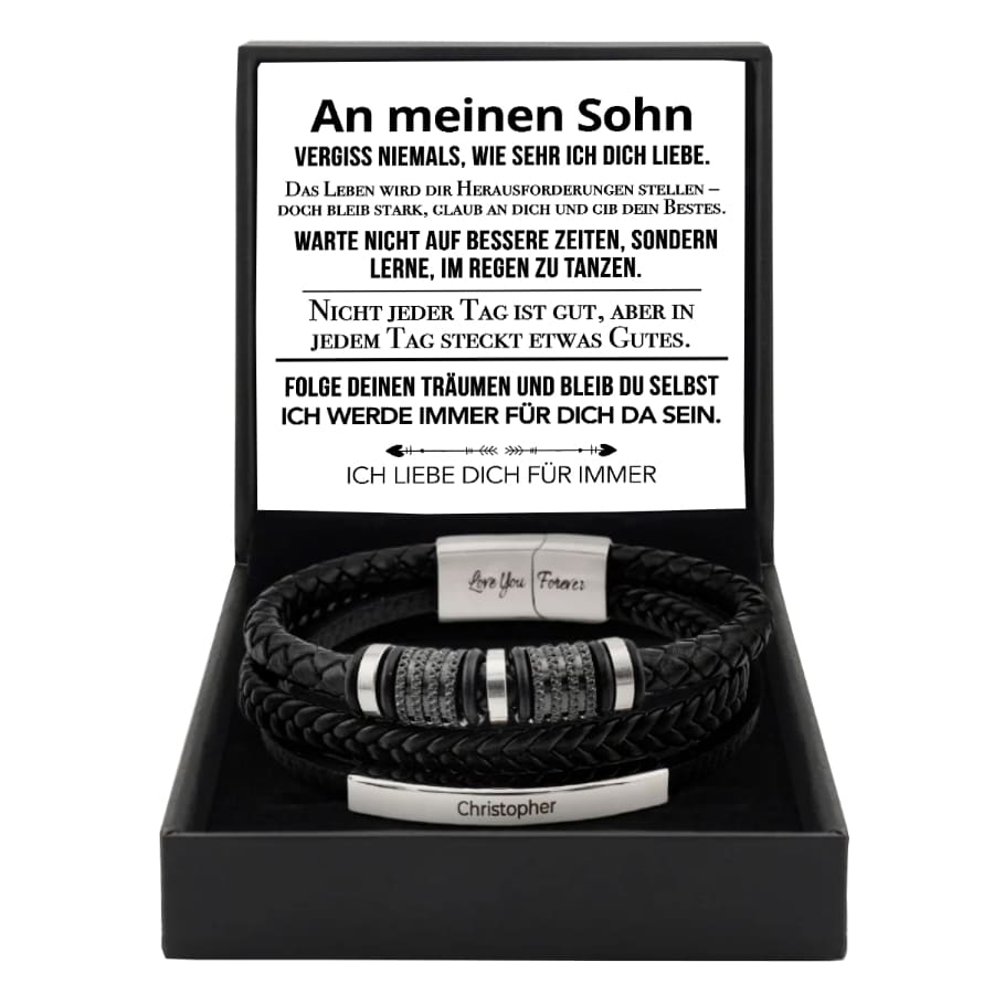 An meinen Sohn - Lederarmband Elegant rund