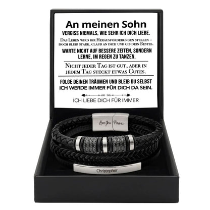 An meinen Sohn - Lederarmband Elegant rund