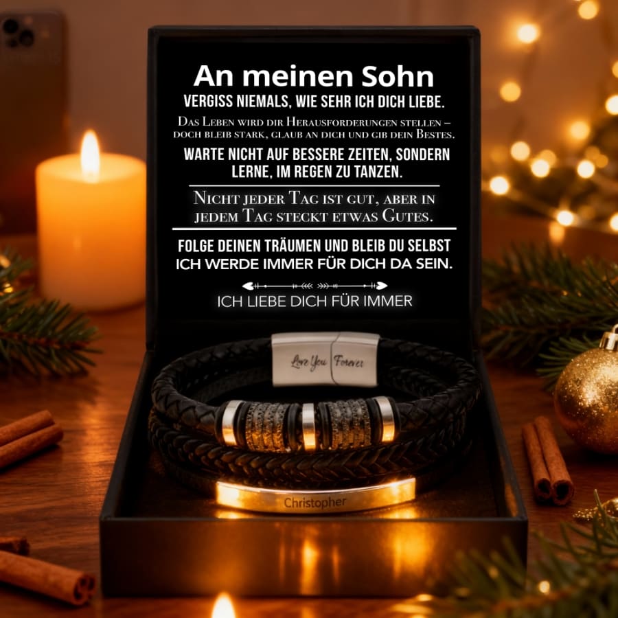 An meinen Sohn - Lederarmband Elegant rund