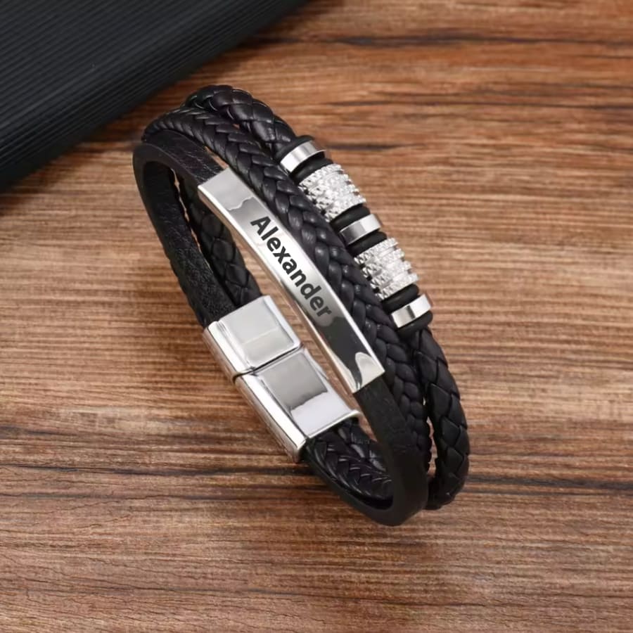 An meinen Sohn - Lederarmband Elegant rund