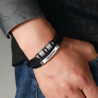 An meinen Sohn - Lederarmband Elegant rund
