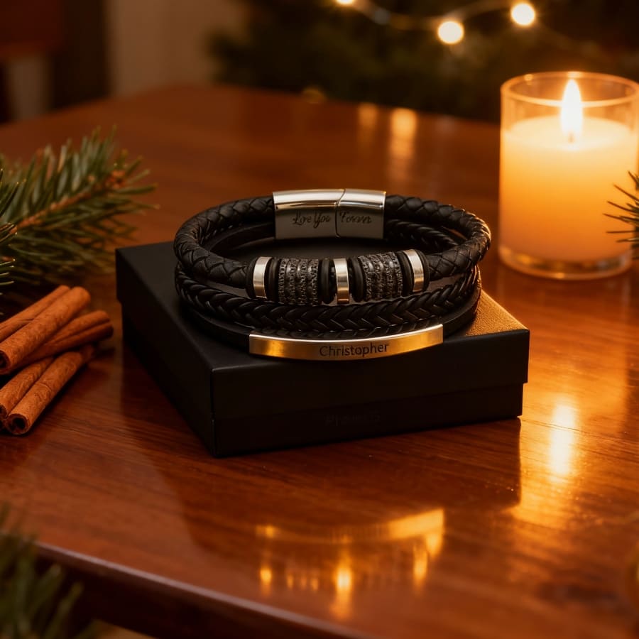 An meinen Sohn - Lederarmband Elegant rund