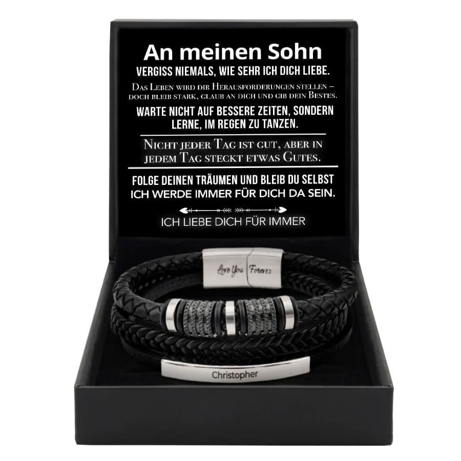 An meinen Sohn - Lederarmband Elegant rund