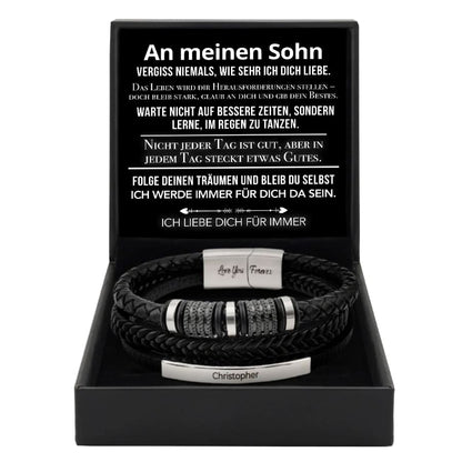 An meinen Sohn - Lederarmband Elegant rund