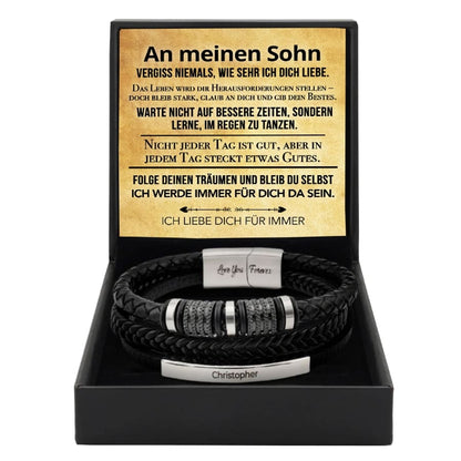 An meinen Sohn - Lederarmband Elegant rund