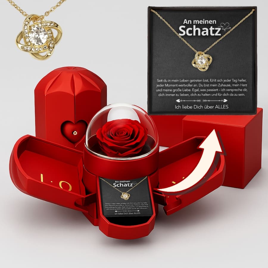 An meinen Schatz – Ewige Rose mit Halskette & liebevoller Karte