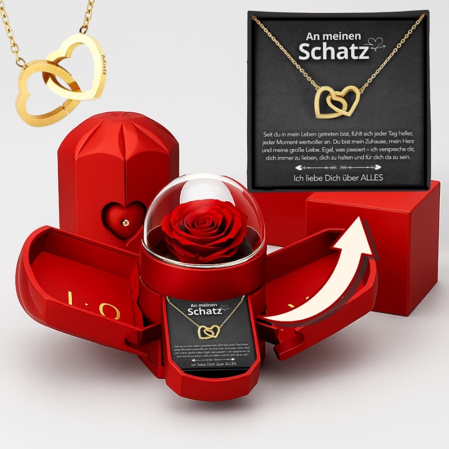An meinen Schatz – Ewige Rose mit Halskette & liebevoller Karte