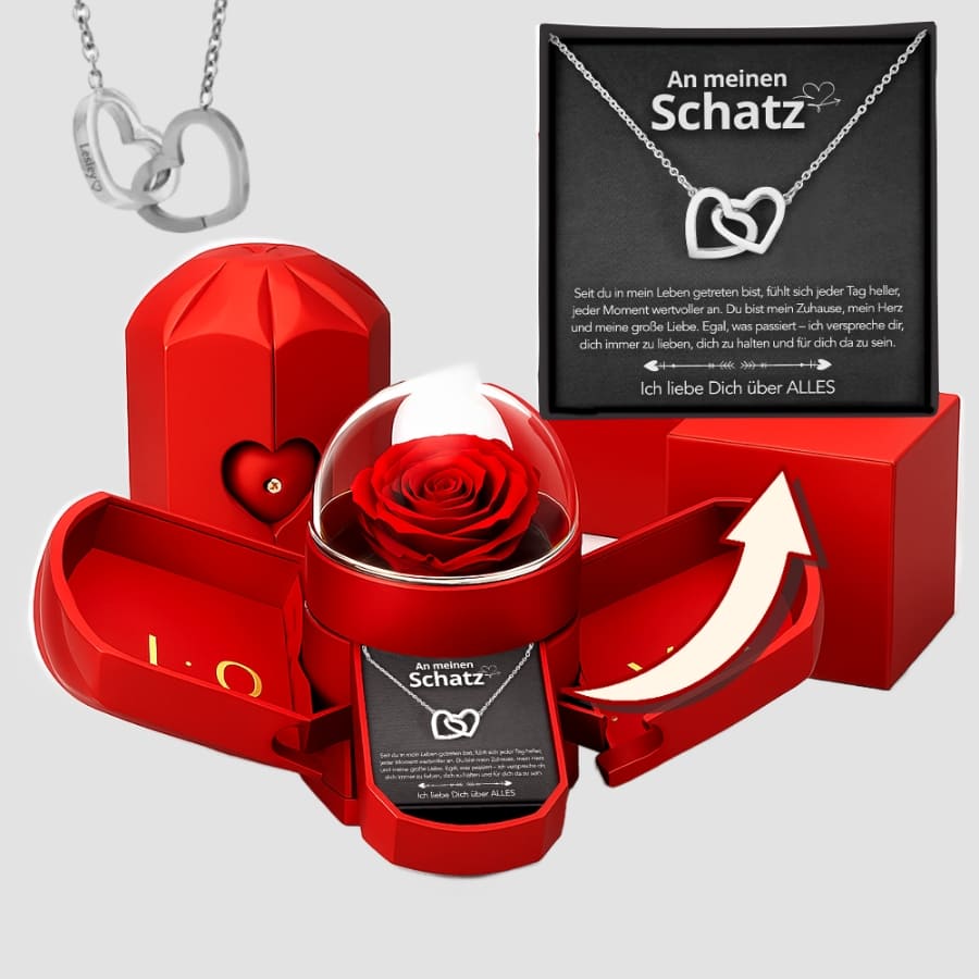 An meinen Schatz – Ewige Rose mit Halskette & liebevoller Karte