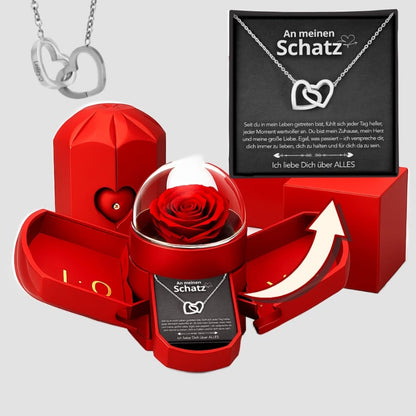 An meinen Schatz – Ewige Rose mit Halskette & liebevoller Karte