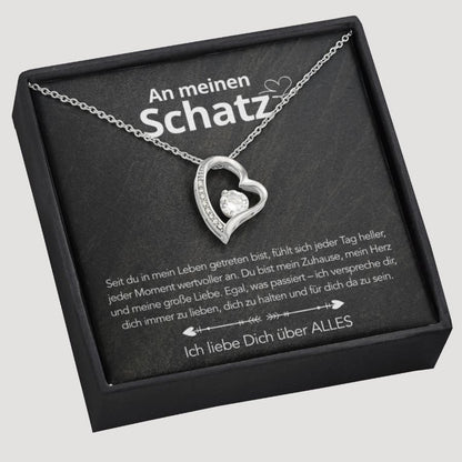An meinen Schatz – Herzanhänger in 14k Weißgold / 18k Gelbgold Veredelung