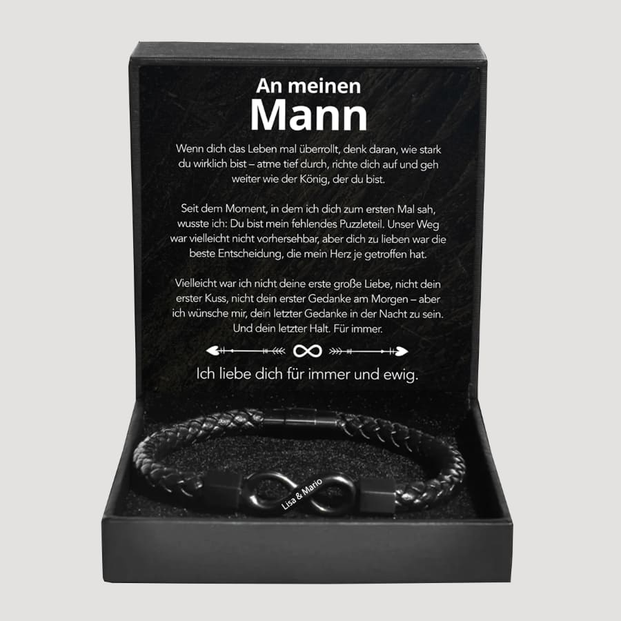 An meinen Mann – Personalisiertes Infinity Armband mit Gravur