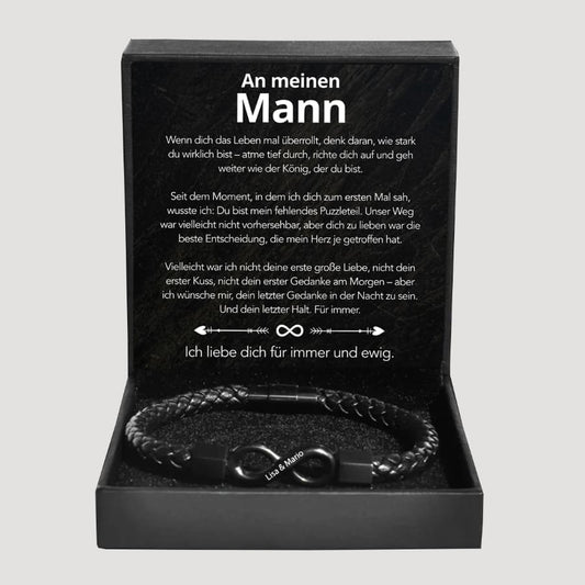 An meinen Mann – Personalisiertes Infinity Armband mit Gravur