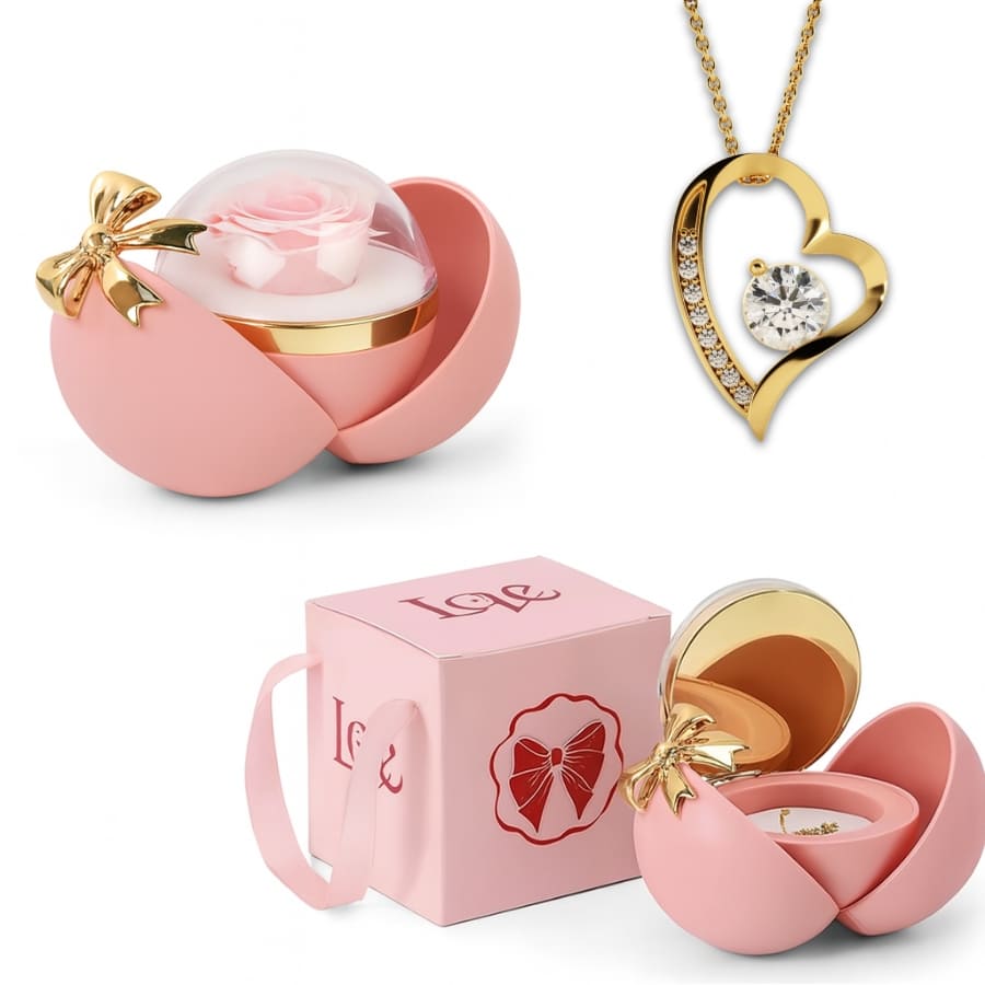 Ewige Rose in Kugelbox - Zirkonia Halskette