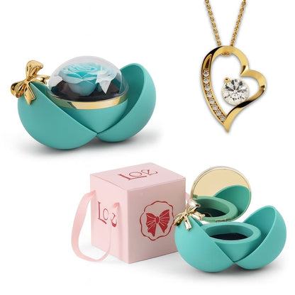 Ewige Rose in Kugelbox - Zirkonia Halskette