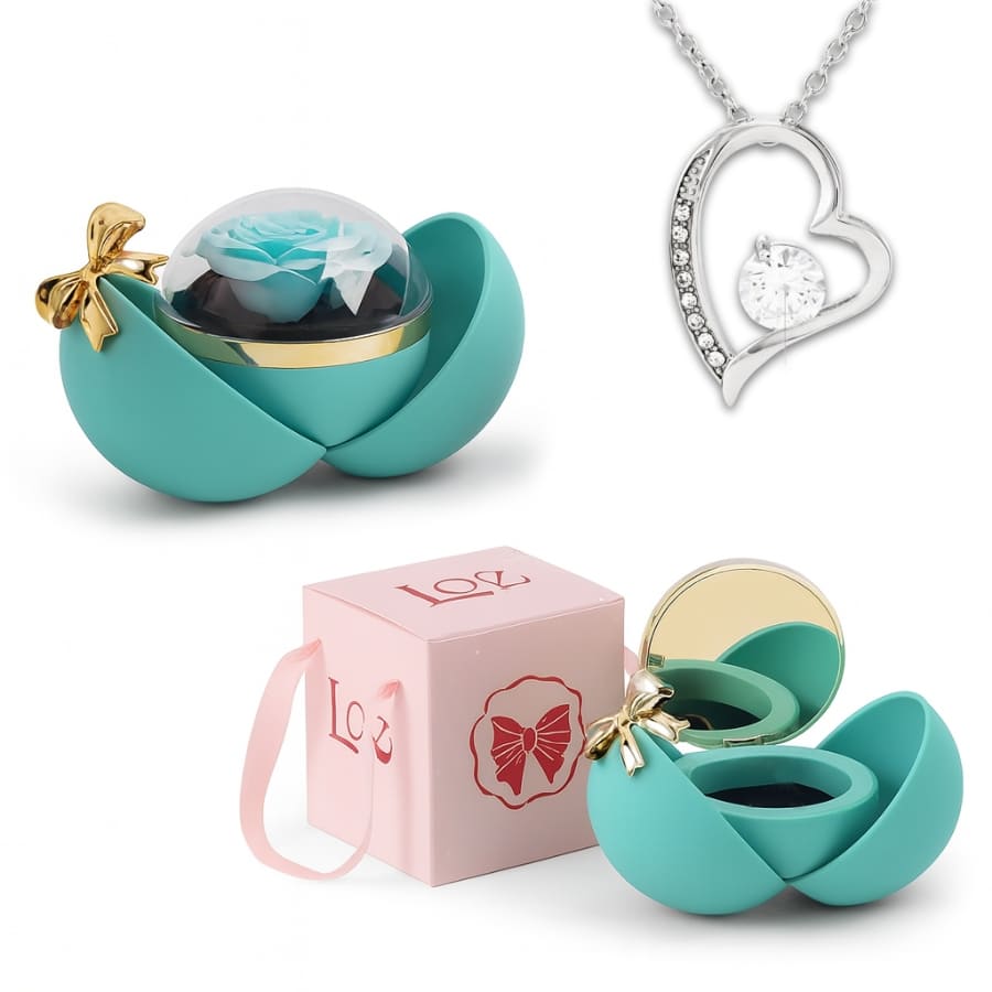 Ewige Rose in Kugelbox - Zirkonia Halskette