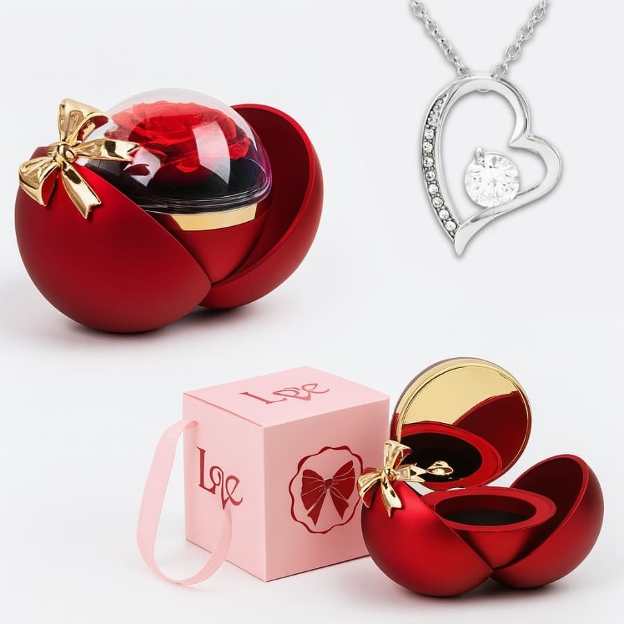 Ewige Rose in Kugelbox - Zirkonia Halskette