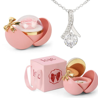 Ewige Rose in Kugelbox - Zirkonia Halskette