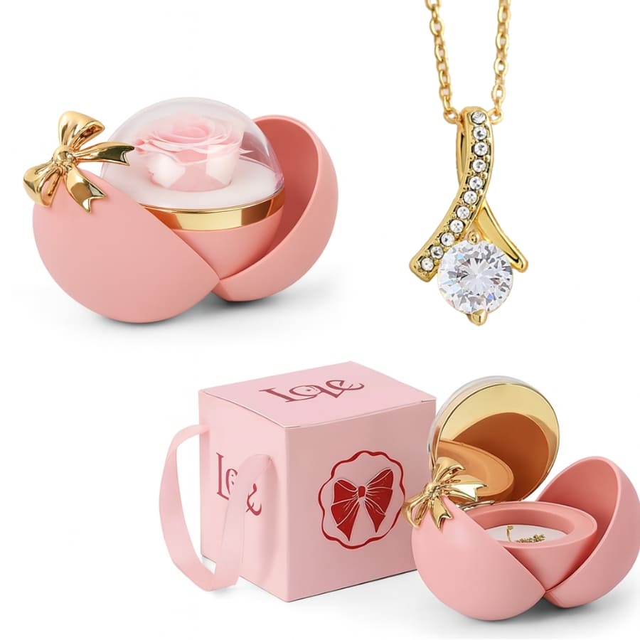 Ewige Rose in Kugelbox - Zirkonia Halskette