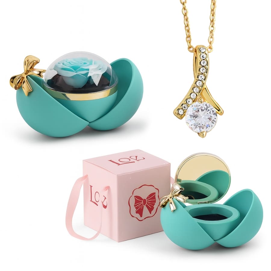 Ewige Rose in Kugelbox - Zirkonia Halskette