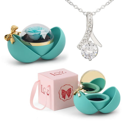 Ewige Rose in Kugelbox - Zirkonia Halskette