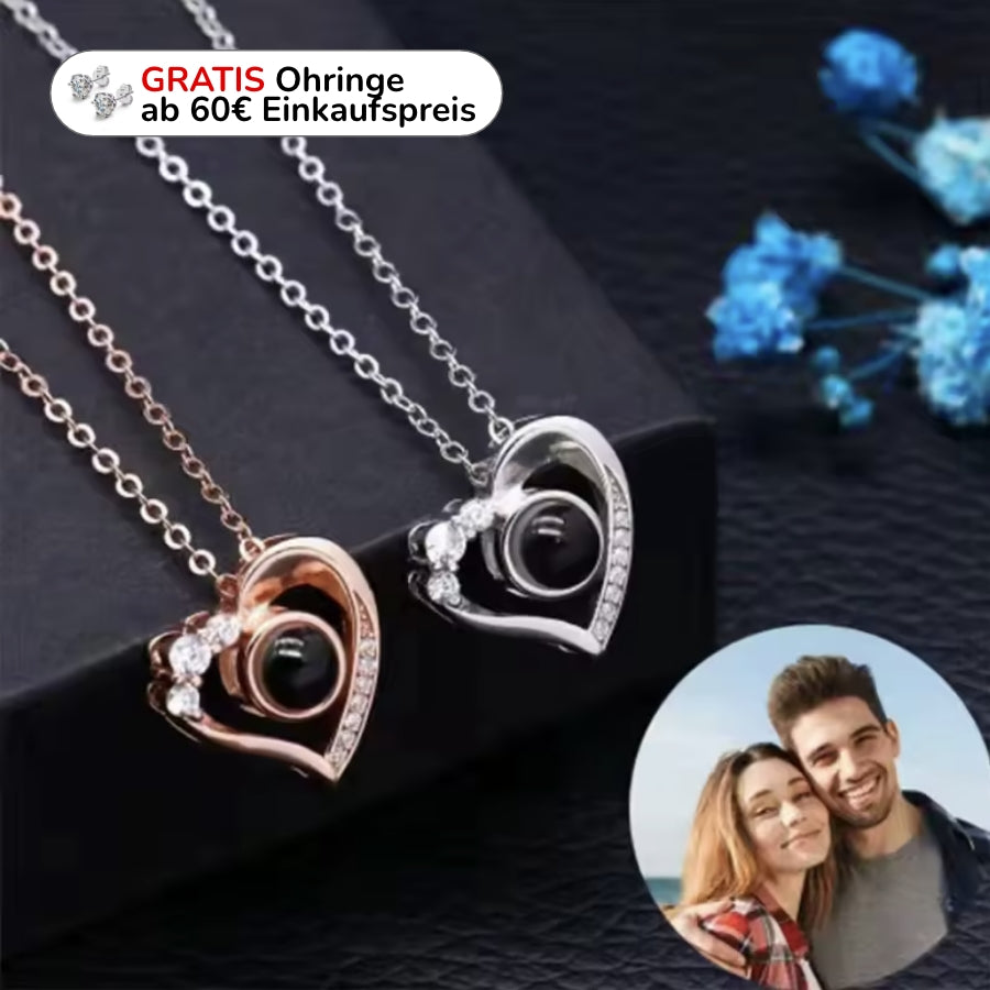 Halskette mit personalisiertem Foto und Glitzersteine