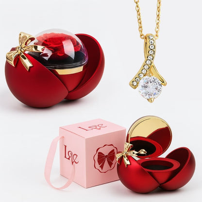 Ewige Rose in Kugelbox - Zirkonia Halskette