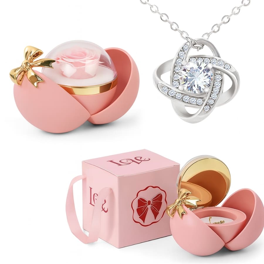 Ewige Rose in Kugelbox - Zirkonia Halskette