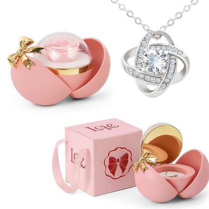 Ewige Rose in Kugelbox - Zirkonia Halskette