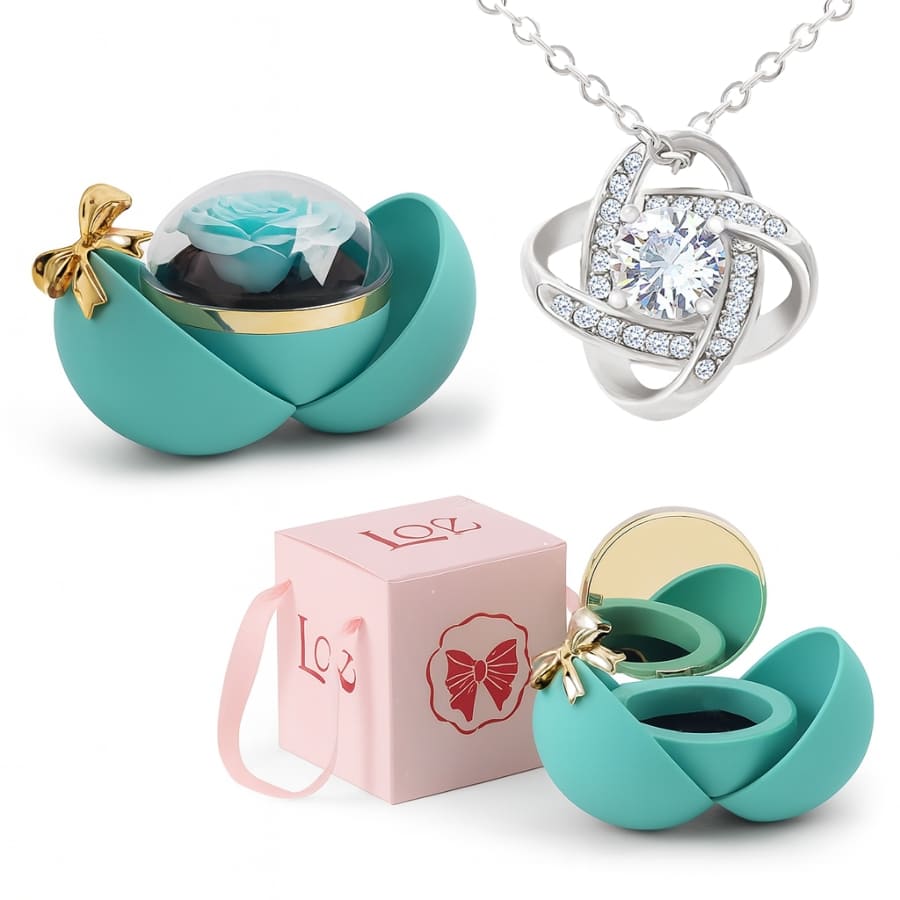 Ewige Rose in Kugelbox - Zirkonia Halskette