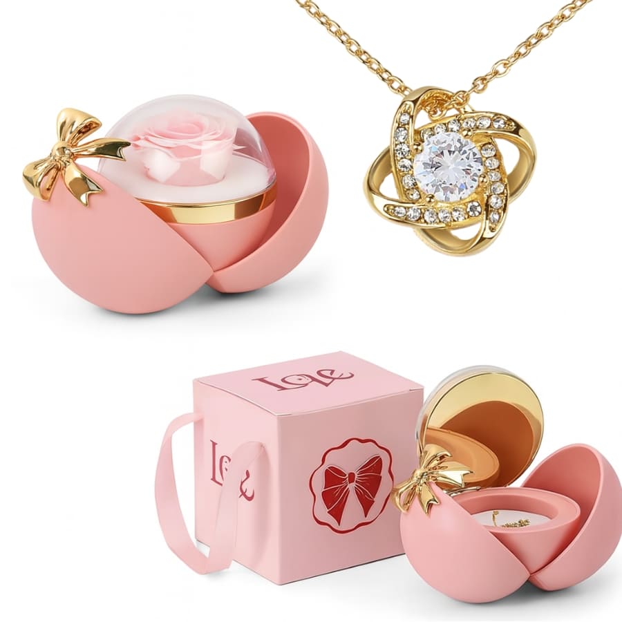 Ewige Rose in Kugelbox - Zirkonia Halskette