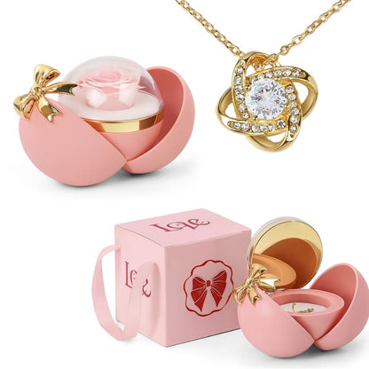 Ewige Rose in Kugelbox - Zirkonia Halskette