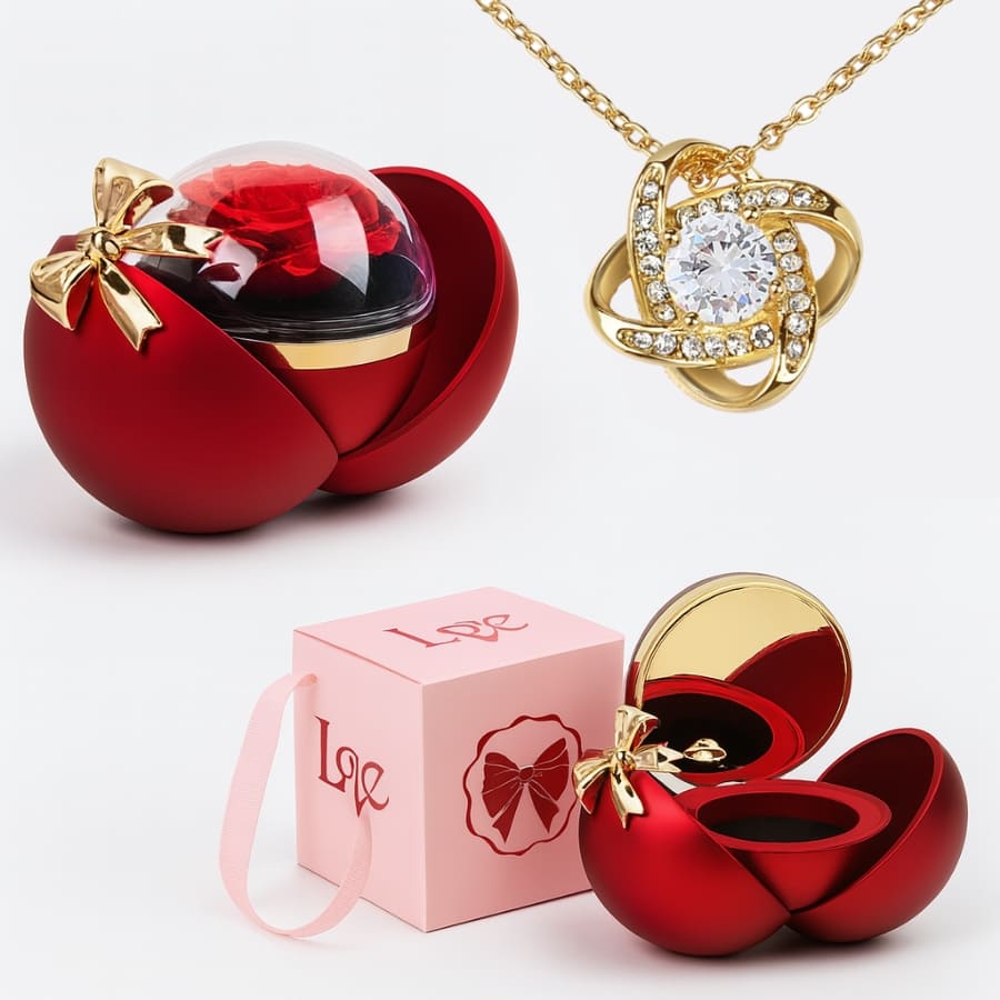 Ewige Rose in Kugelbox - Zirkonia Halskette