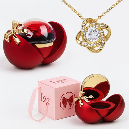 Ewige Rose in Kugelbox - Zirkonia Halskette