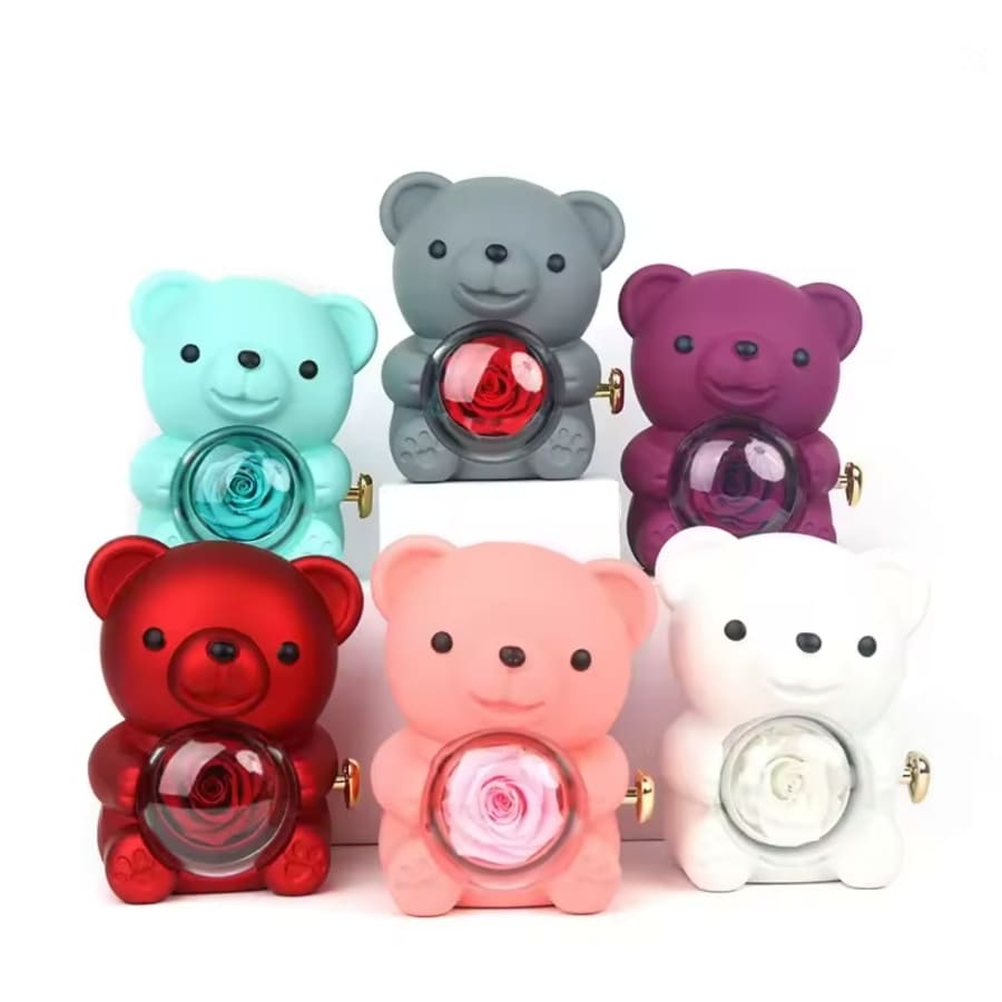 Ewige Teddy Rosenbox mit edler Knoten-Halskette