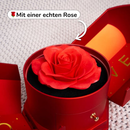 An meinen Schatz – Ewige Rose mit Herzkette & liebevoller Karte