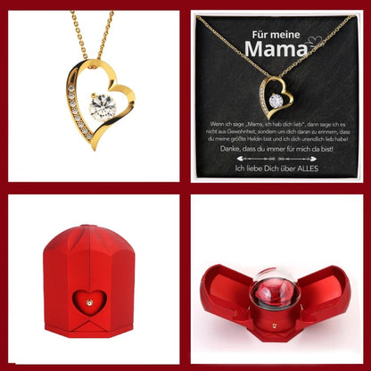 An meine Mama – Ewige Rose mit Herzkette & liebevoller Karte