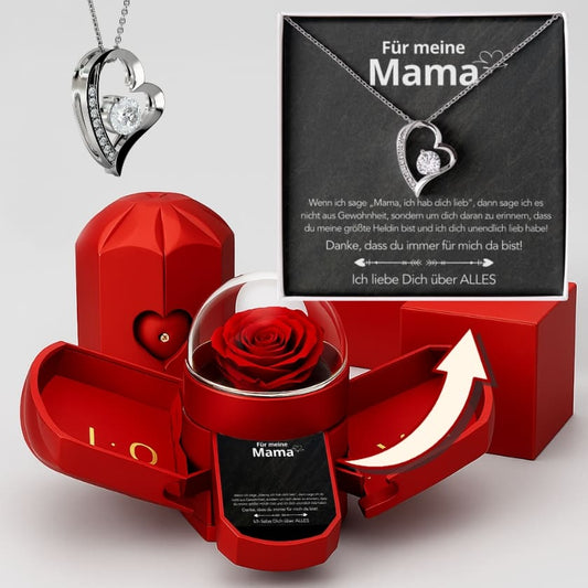 An meine Mama – Ewige Rose mit Herzkette & liebevoller Karte