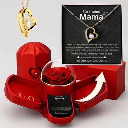 An meine Mama – Ewige Rose mit Herzkette & liebevoller Karte