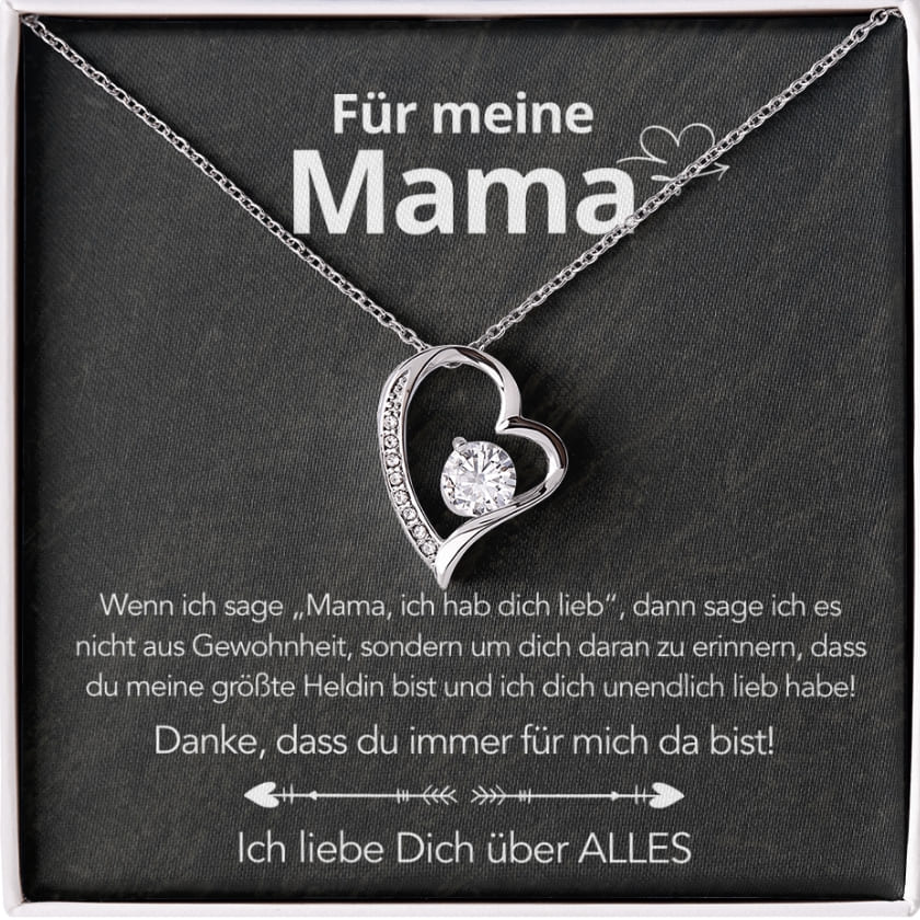 An meine Mama – Ewige Rose mit Herzkette & liebevoller Karte