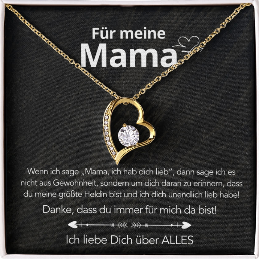 An meine Mama – Ewige Rose mit Herzkette & liebevoller Karte