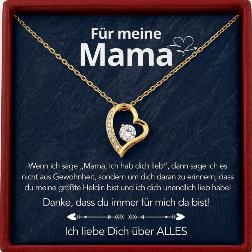 An meine Mama – Ewige Rose mit Herzkette & liebevoller Karte
