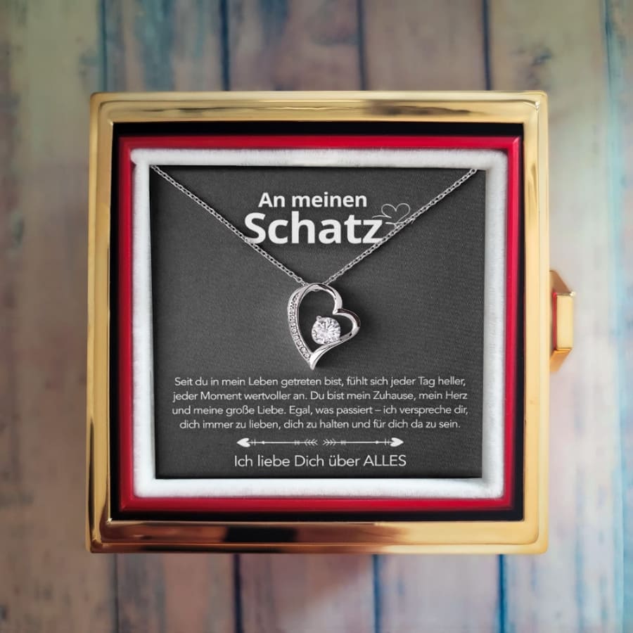 An meinen Schatz – Ewige Rose mit Herzschmuck & liebevoller Karte