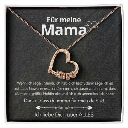 An meine Mama – Familien-Herz Halskette mit Namen & liebevoller Botschaft