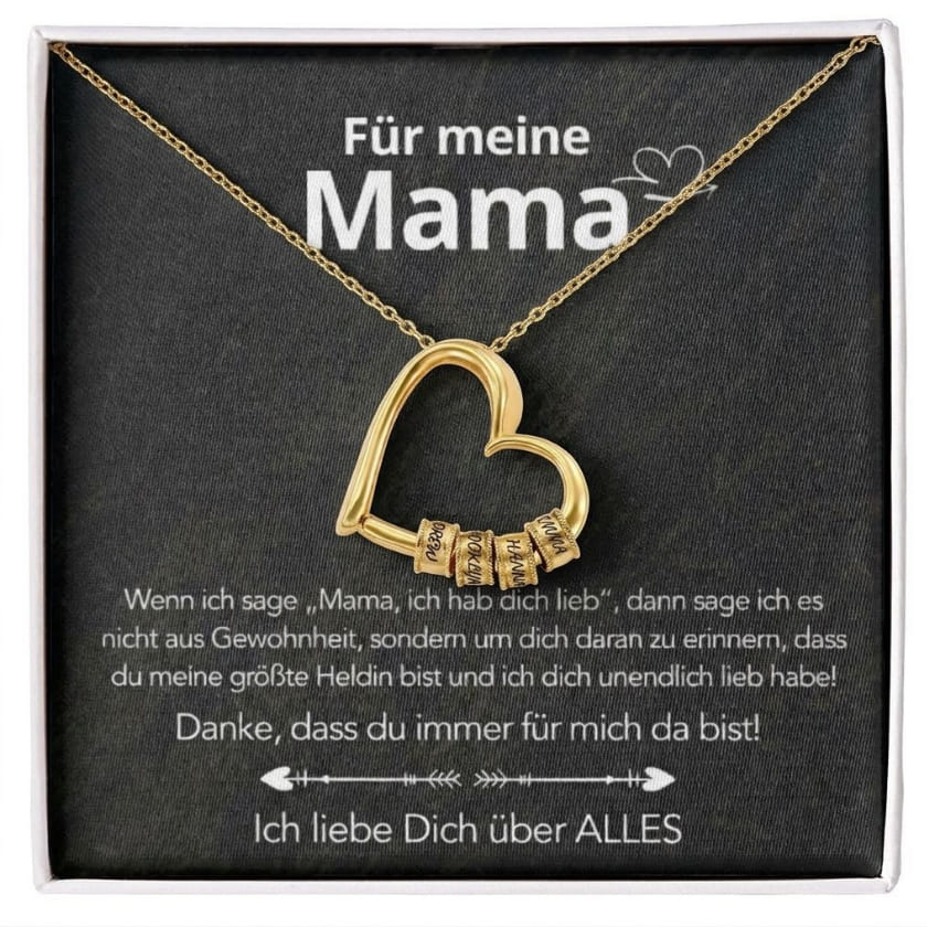 An meine Mama – Familien-Herz Halskette mit Namen & liebevoller Botschaft