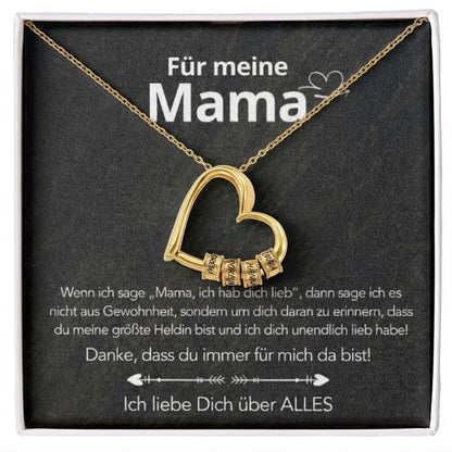 An meine Mama – Familien-Herz Halskette mit Namen & liebevoller Botschaft