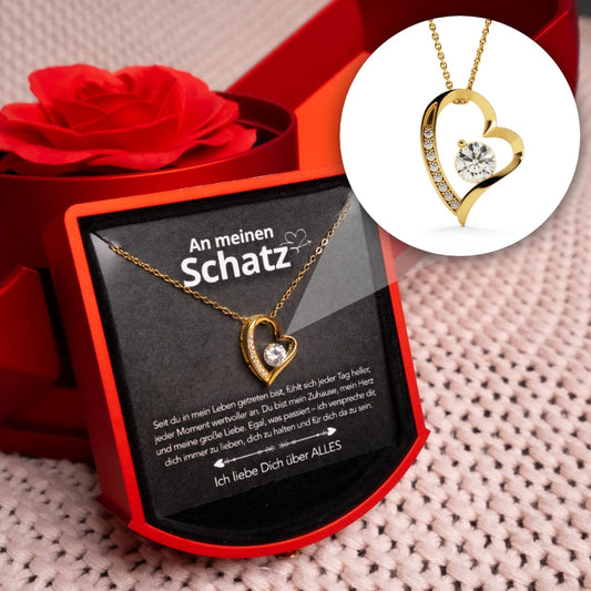 An meinen Schatz – Ewige Rose mit Herzkette & liebevoller Karte