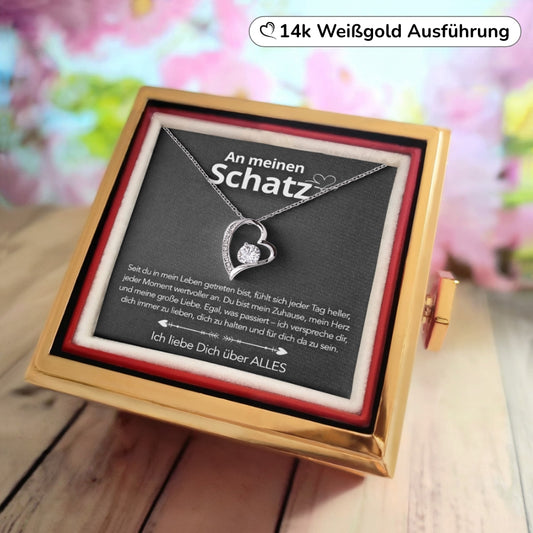 An meinen Schatz - LoveBox Deluxe – Ewige Rose mit Herzschmuck & Botschaft