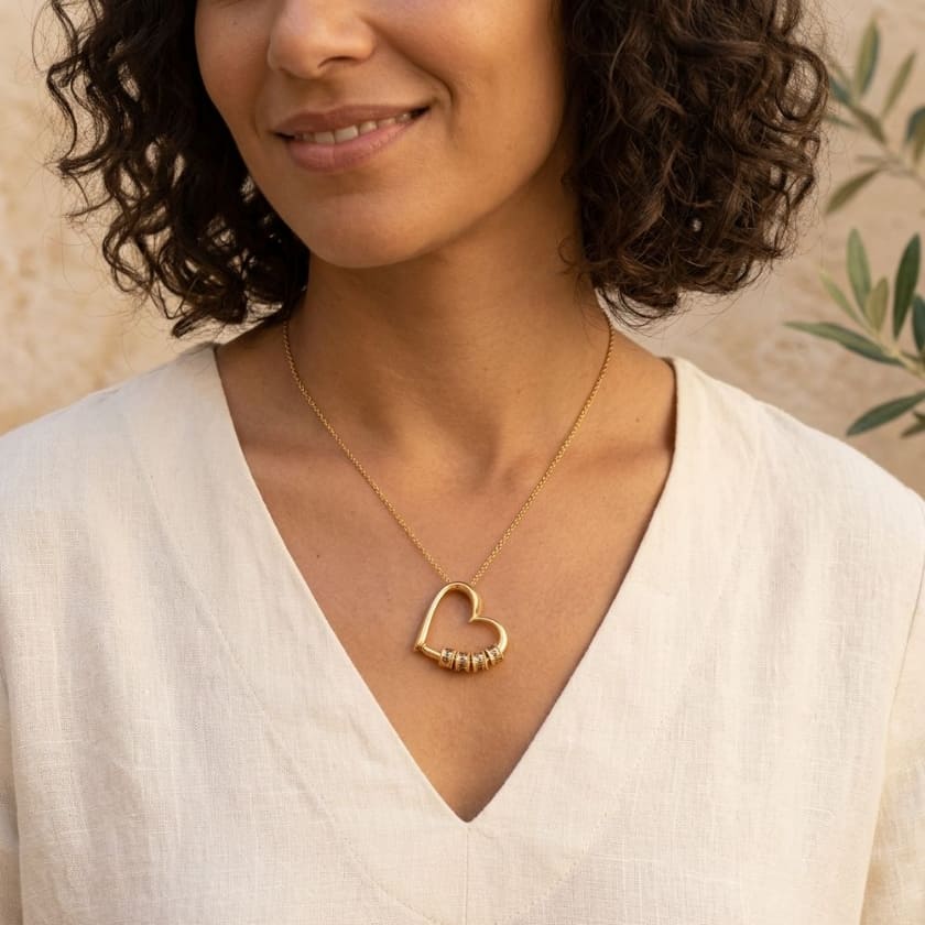 An meine Frau – Familien-Herz Halskette mit Namen & liebevoller Botschaft