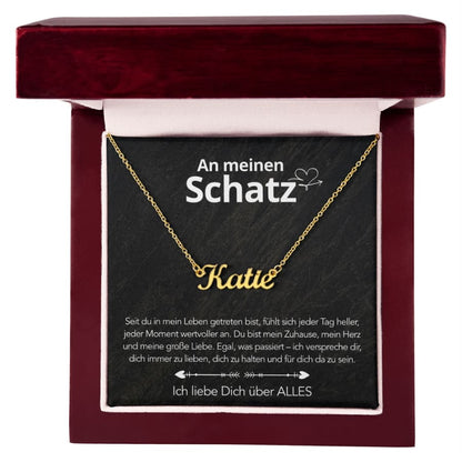 An meinen Schatz - Namenskette mit liebevoller Notiz